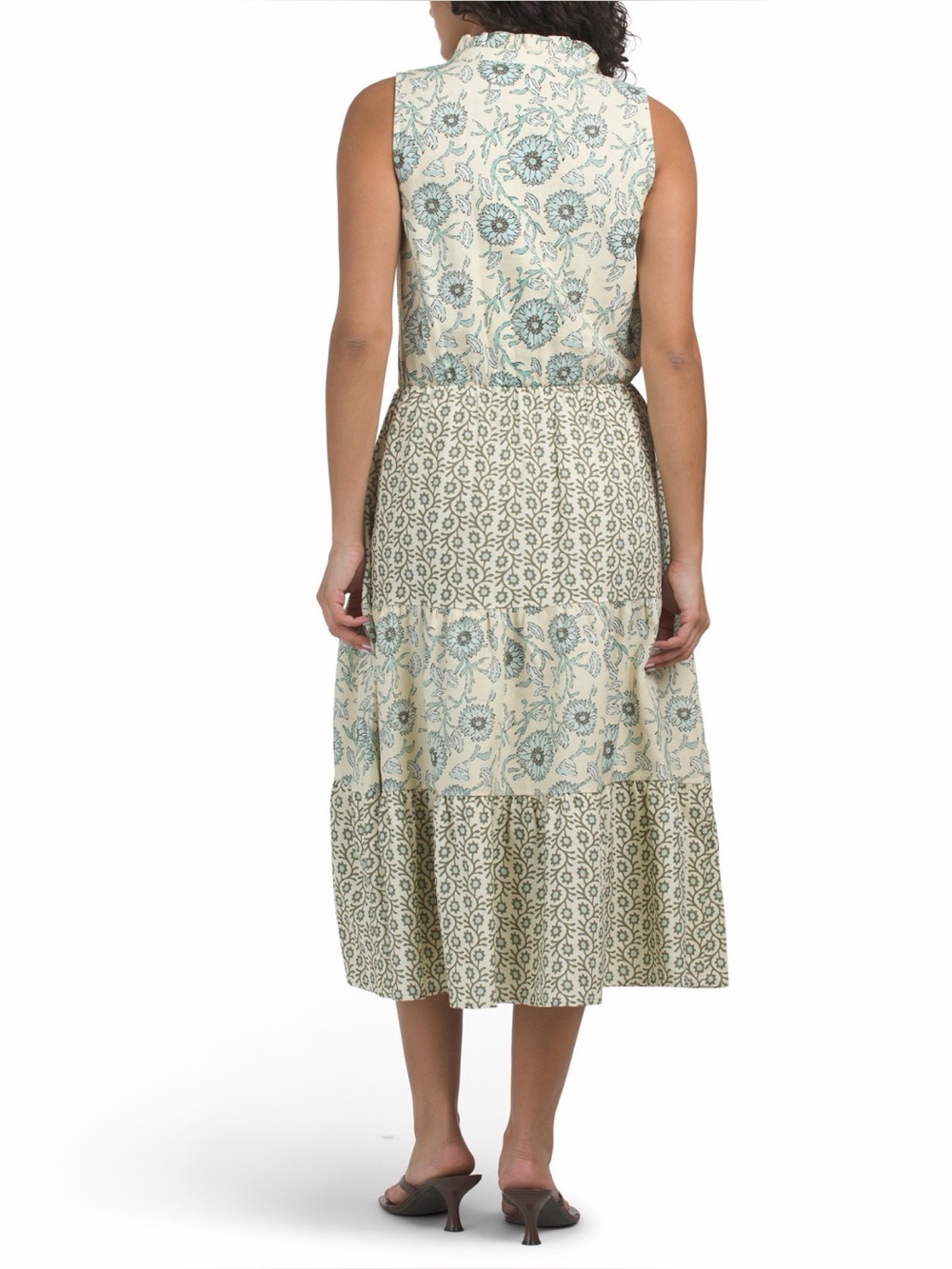 MAGARI MADE IN ITALY FLORAL TIERED SLEEVELESS LINEN BLEND MIDI DRESS SIZE M NWT - Picture 6 of 11